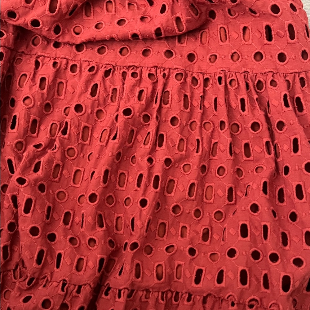 Anthropologie Red Eyelet Maxi Skirt - Picture 6 of 6